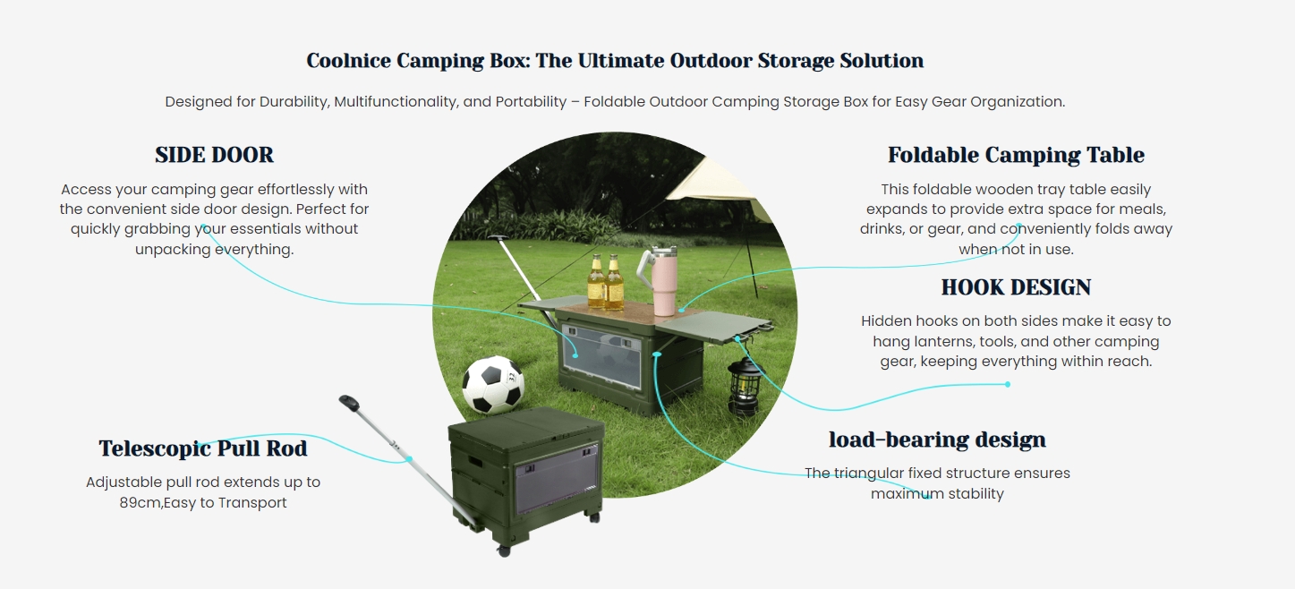 50L camping box with wheel and bar