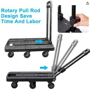 Steel Portable Cart with Telescoping Handle and Big Wheels