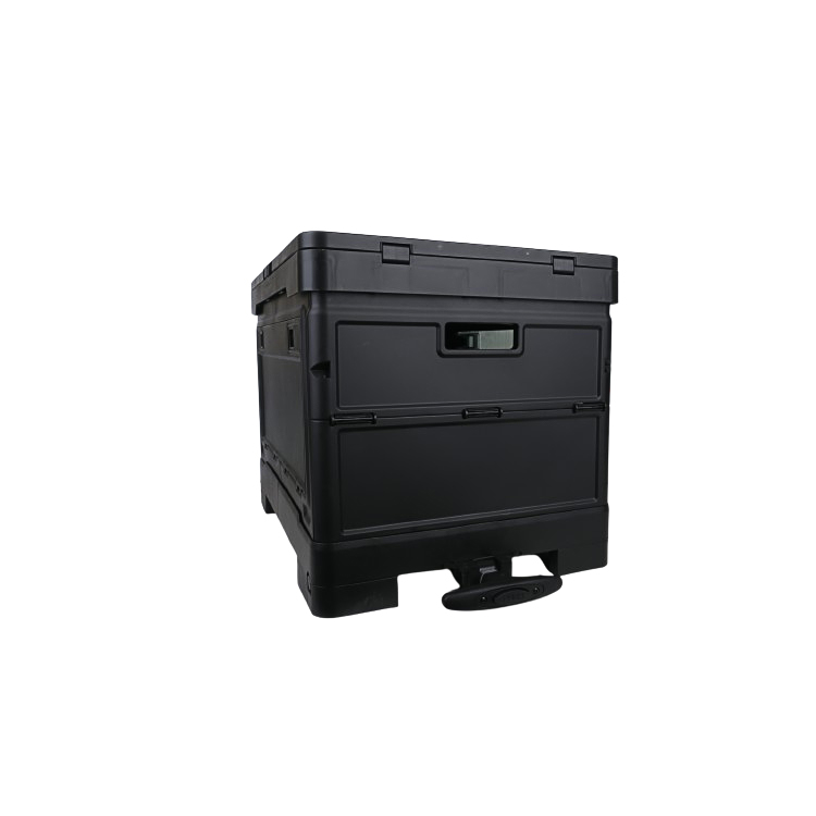 Black Plastic Folding Storage Box with Locking Mechanism