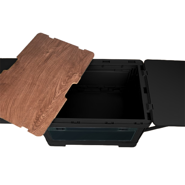 Large Black Plastic Folding Crate with Open Top