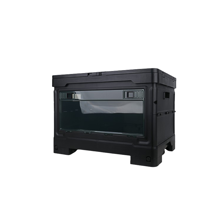 Large Capacity Black Plastic Folding Storage Crate