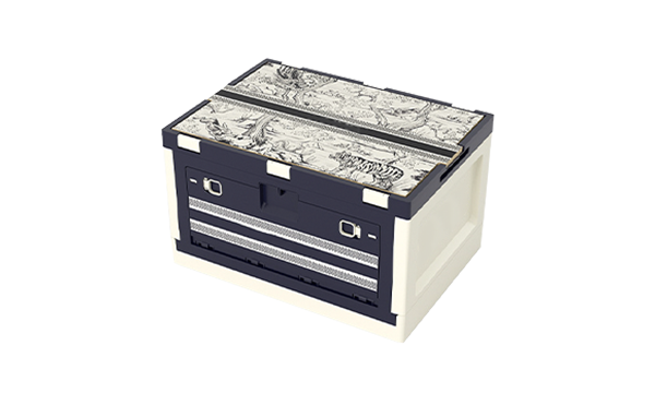 white and navy blue folding storage box