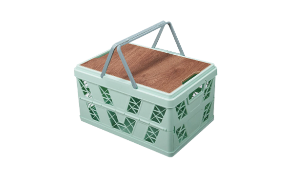 green folding storage basket