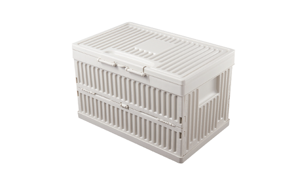 Ivory white foldable storage box with lid