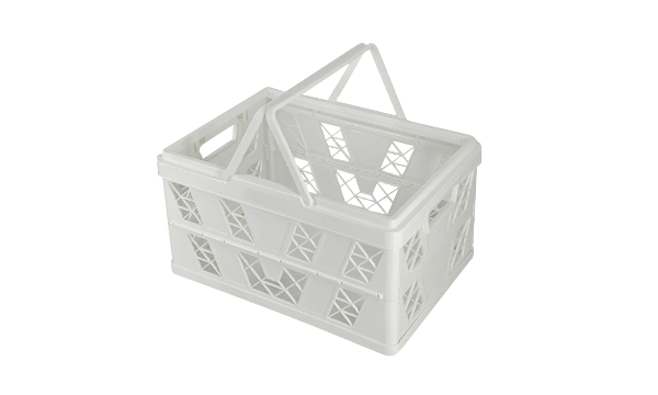 White picnic crate with dimensions labeled