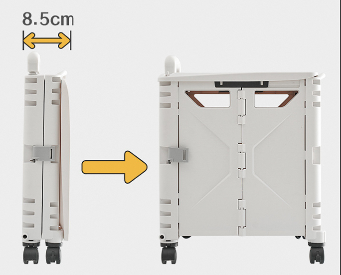 Foldable storage box collapsed to 8.5cm thickness for compact storage