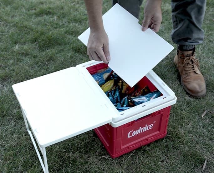foldable storage box with table lid
