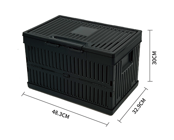 Black foldable plastic storage box 48.3×32.9×30cm