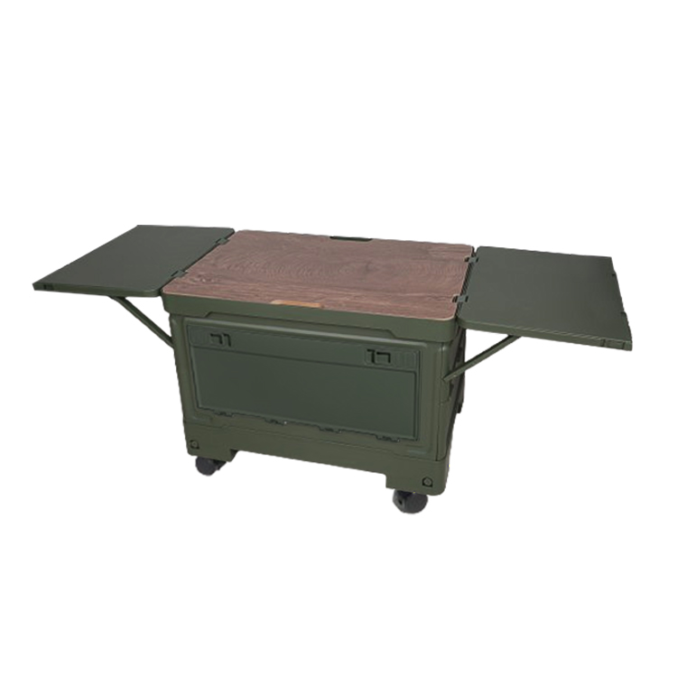 Fully deployed CB03 dark green storage box as picnic table