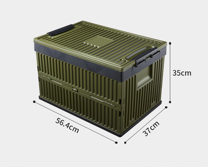 Foldable camping storage box with dimensions 56.4x37x35cm