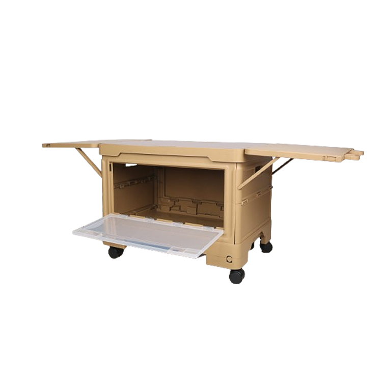 CB03 khaki storage box fully deployed as outdoor table