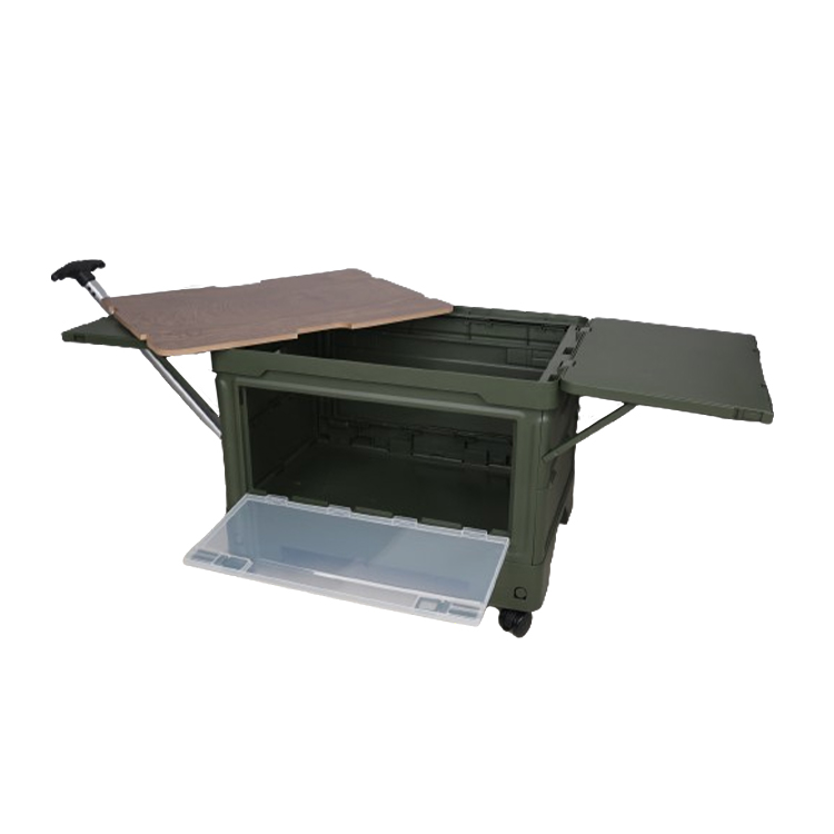 CB03 dark green storage box with front access flap open