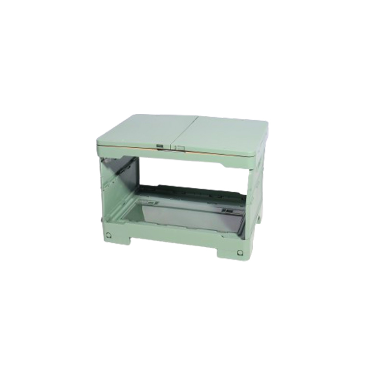 Open front view of CB03 light green storage crate