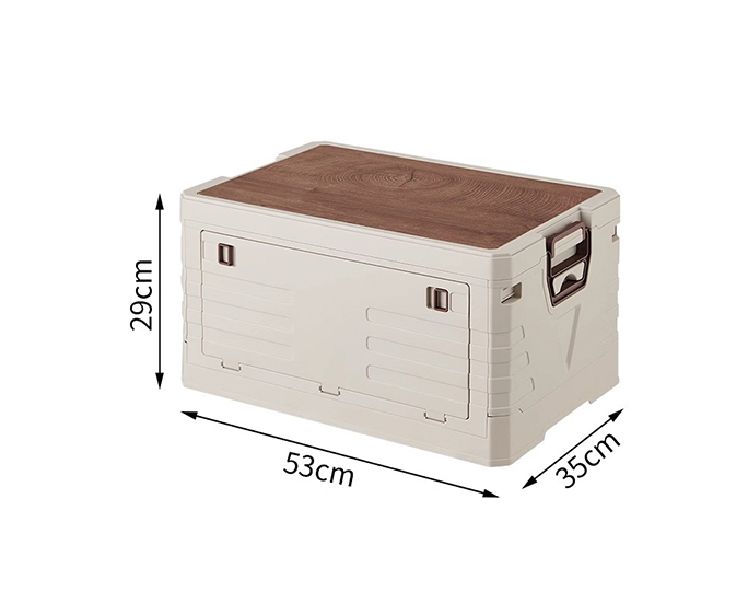 Medium-large folding crate with wood-textured top – 53×35×29cm