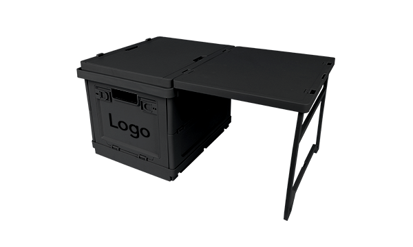 black folding camping storage box