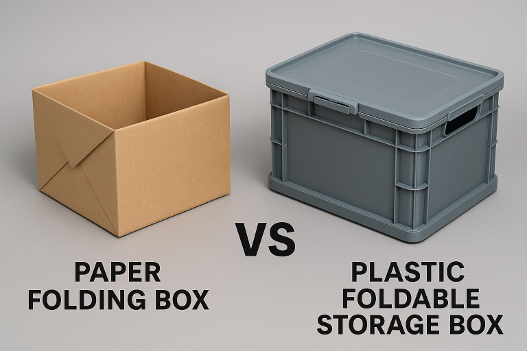 comparison of paper folding box and plastic foldable storage box
