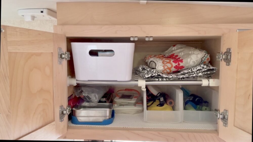 Motorhome storage before and after organization