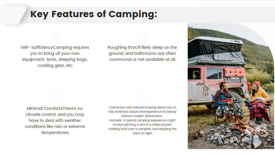 Key Features of Camping: