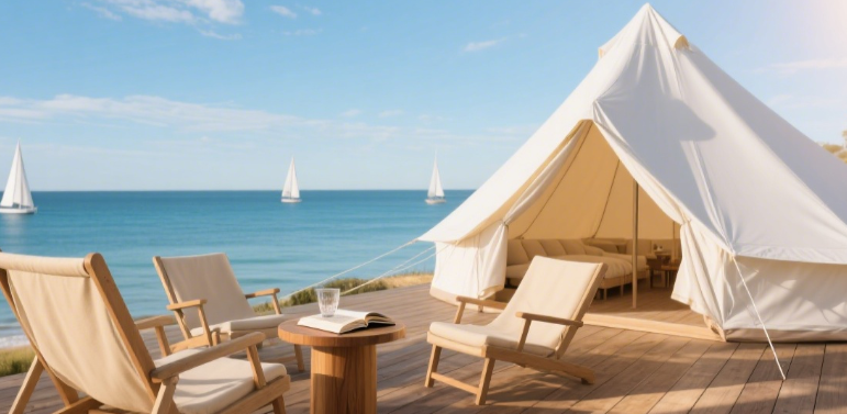 Glamping Victoria Australia luxury tent with ocean view